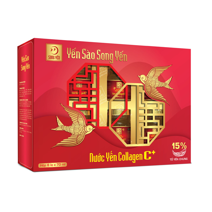 Nước Yến Collagen C+ (Tổ yến chưng 15%) Hộp 6 Lọ